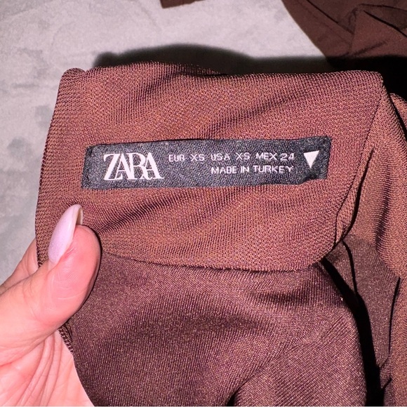 Zara Women’s Elegant Brown Long Sleeve Midi Dress - Picture 8 of 9